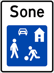 Residential area / living street sign in Norway