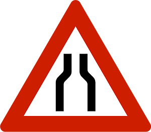 Road narrows on both sides sign in Norway