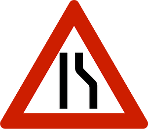 Road narrows on one side sign in Norway