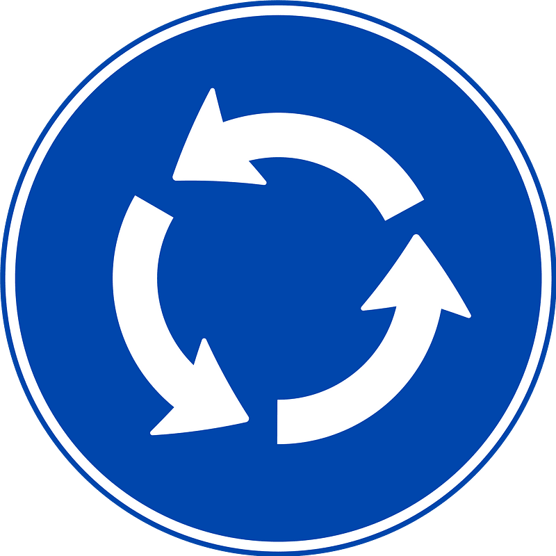 Roundabout sign in Norway
