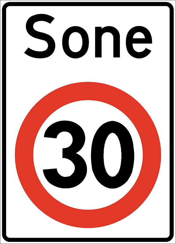 Speed limit zone sign in Norway