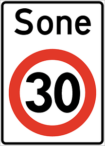 Speed limit zone sign in Norway