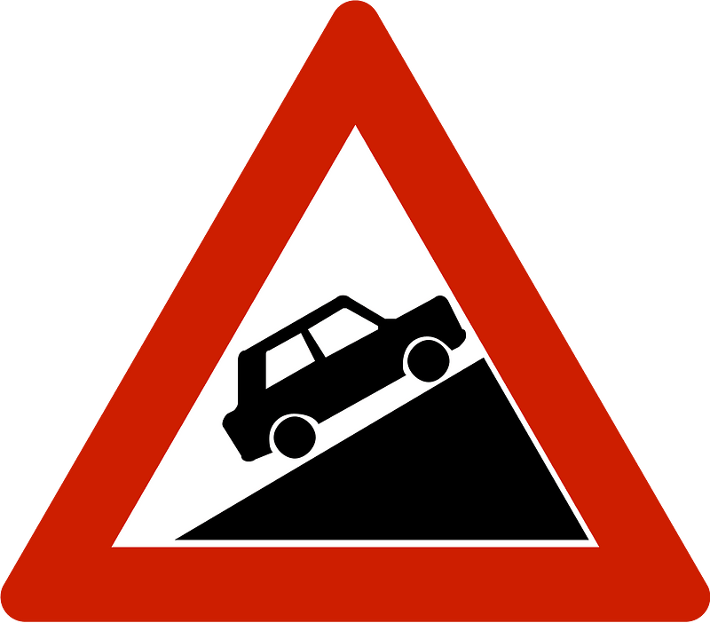Steep ascent sign in Norway