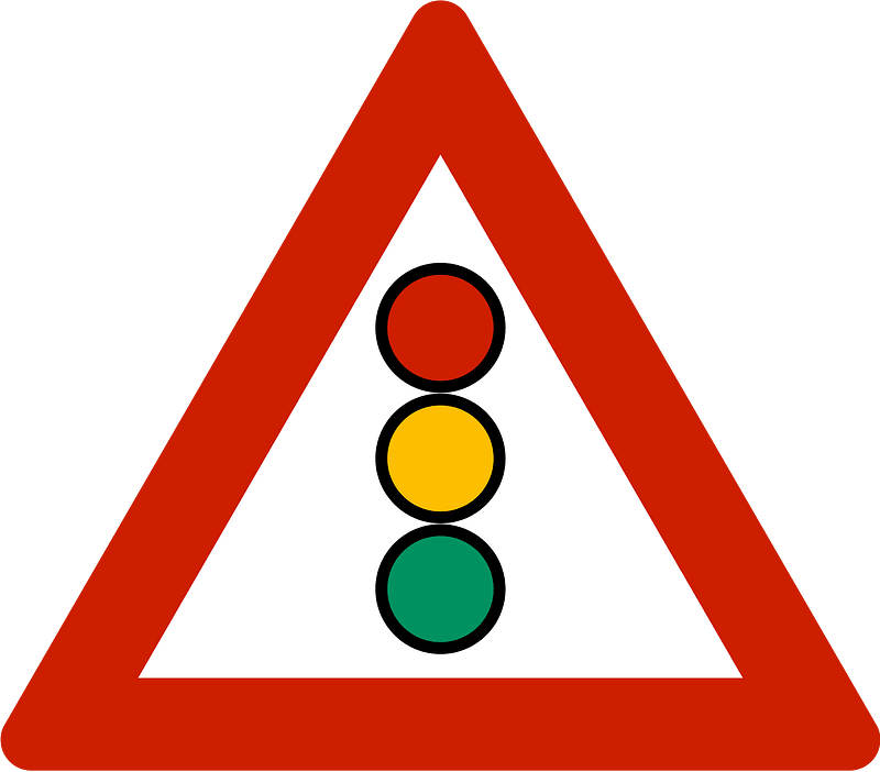 Traffic signals ahead sign in Norway