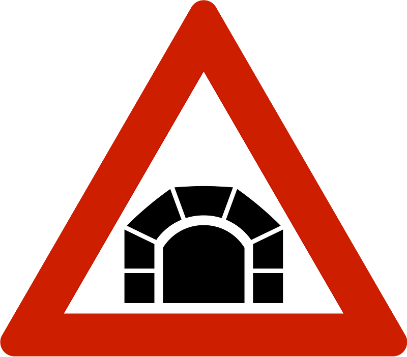 Tunnel ahead sign in Norway