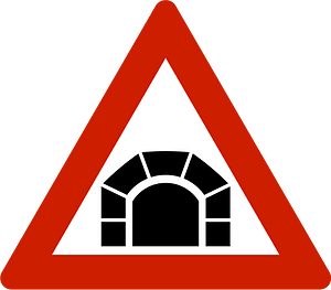 Tunnel ahead sign in Norway