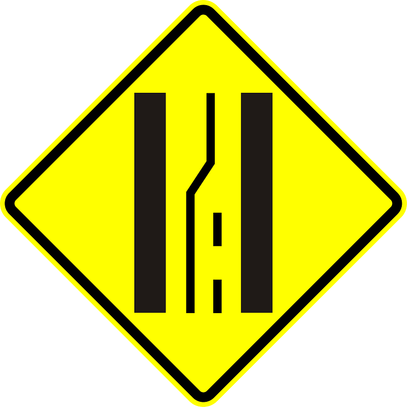 Lane ends ahead sign in Panama