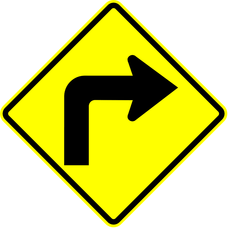 Sharp curve ahead sign in Panama