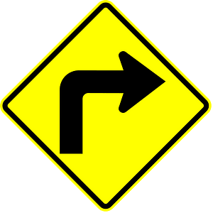 Sharp curve ahead sign in Panama