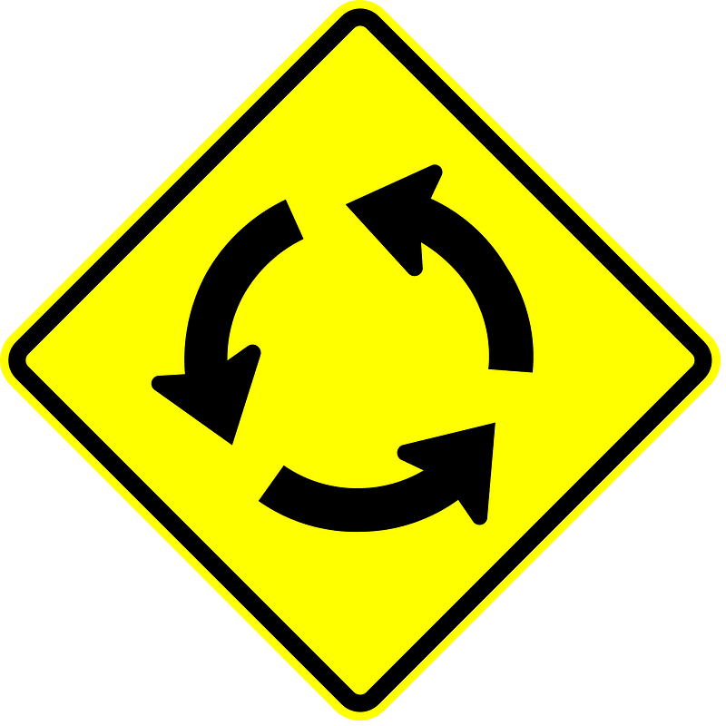 Roundabout ahead sign in Panama