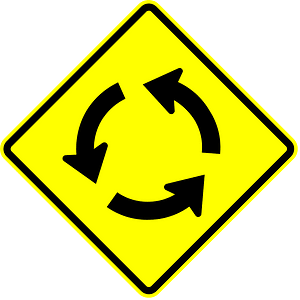Roundabout ahead sign in Panama