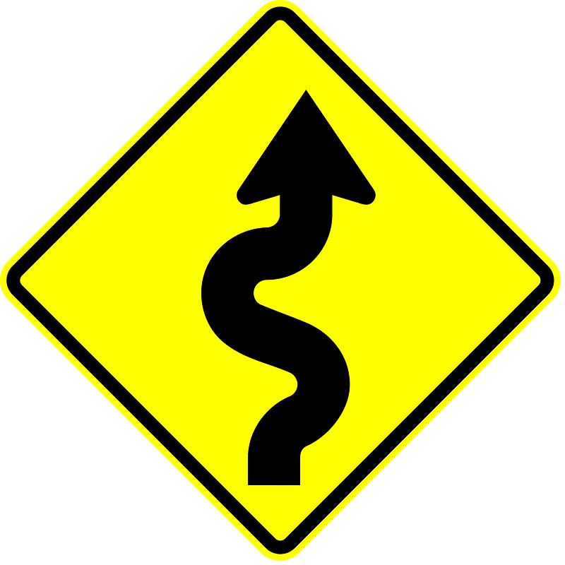 Series of curves ahead sign in Panama