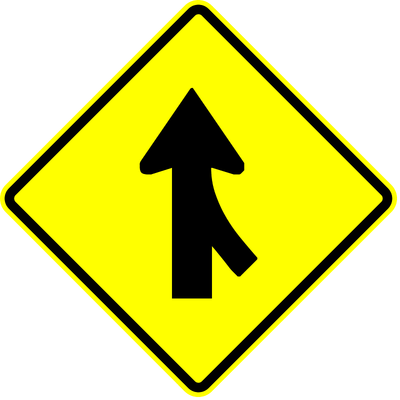 Traffic merges ahead sign in Panama