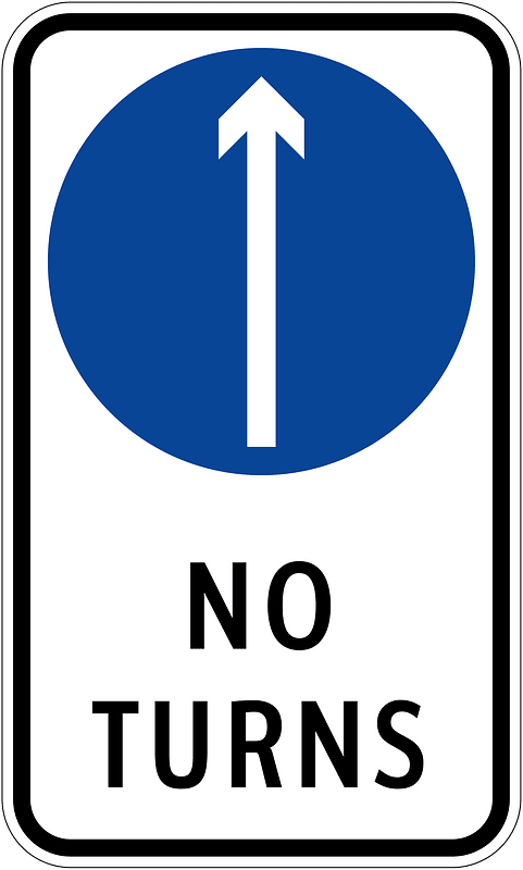 Proceedstraight(no turns) sign in Peru