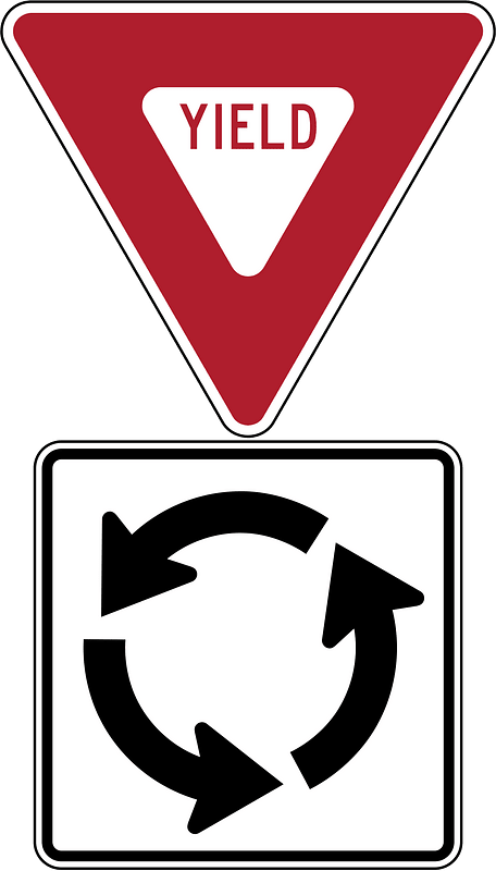 Roundabout sign in Peru