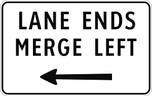 Lane ends ahead sign in Philippines