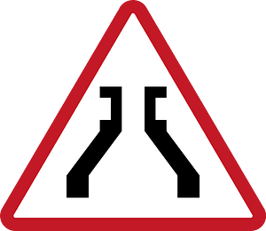Narrow bridge ahead sign in Philippines