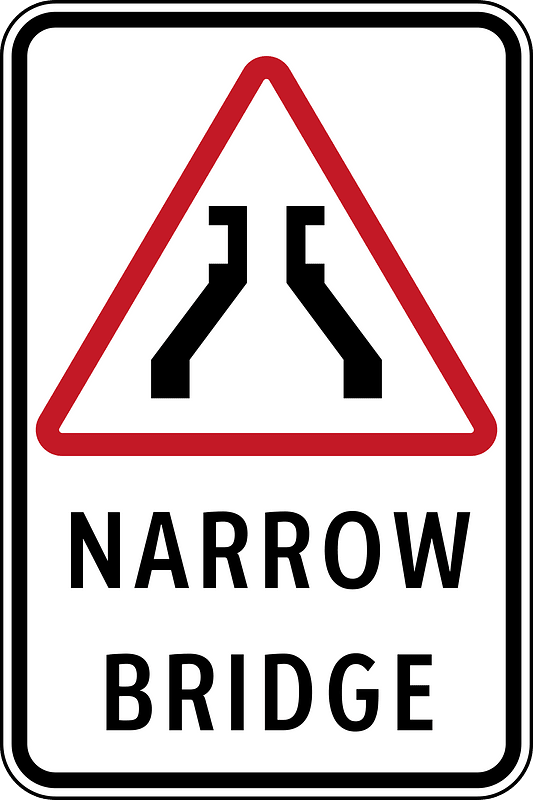 Narrow bridge ahead sign in Philippines