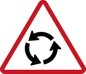 Roundabout ahead sign in Philippines