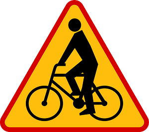 Cyclists ahead sign in Poland