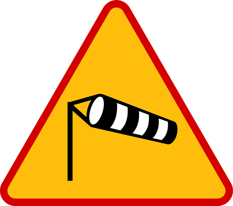 Dangerous crosswinds sign in Poland
