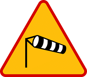 Dangerous crosswinds sign in Poland