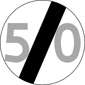 End of maximum speed limit sign in Poland