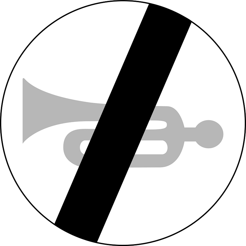 End of no horns sign in Poland
