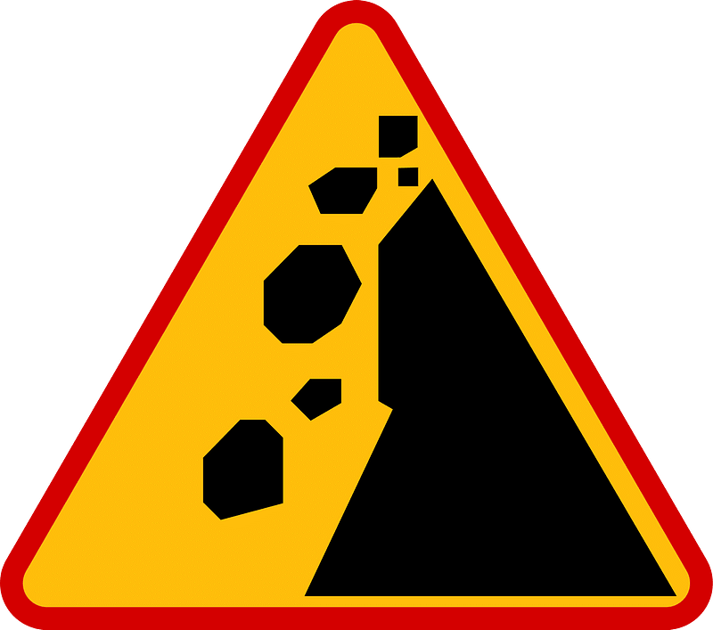 Falling rocks or debris sign in Poland