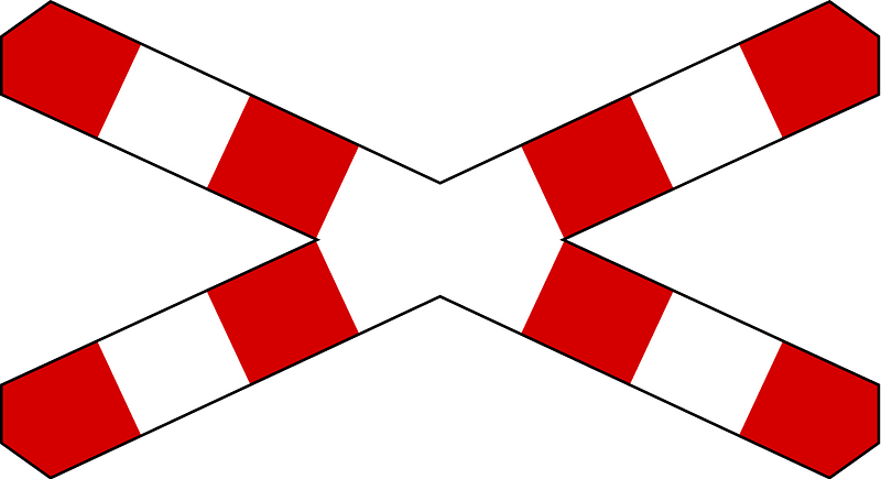 Level crossing (one track) sign in Poland