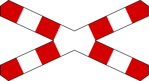 Level crossing (one track) sign in Poland