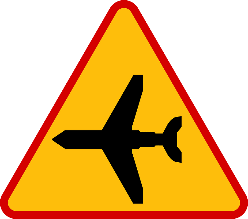 Low-flying aircraft sign in Poland
