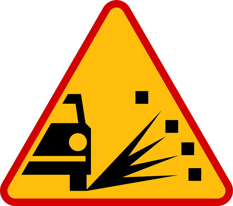 Loose road surface sign in Poland