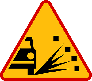 Loose road surface sign in Poland
