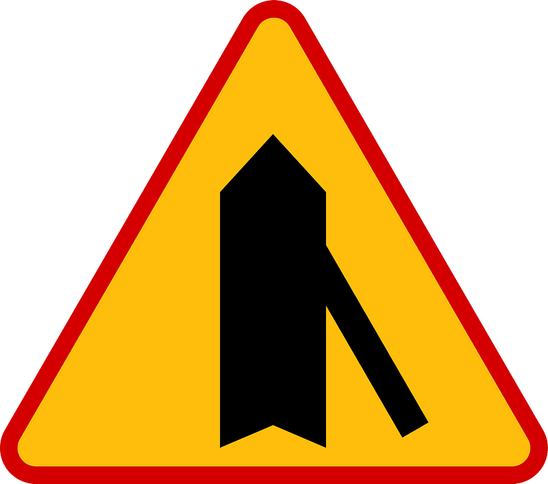 Merging traffic sign in Poland