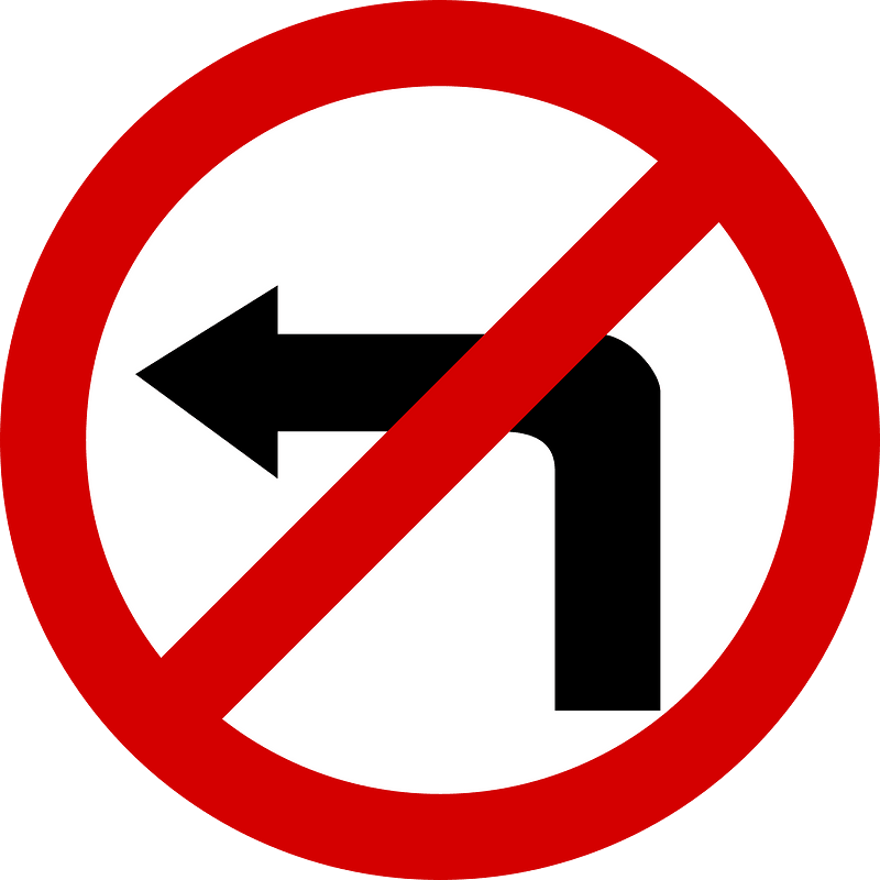 No left turn sign in Poland
