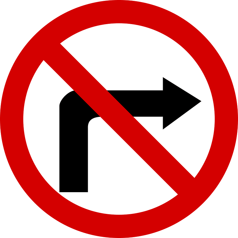 No right turn sign in Poland