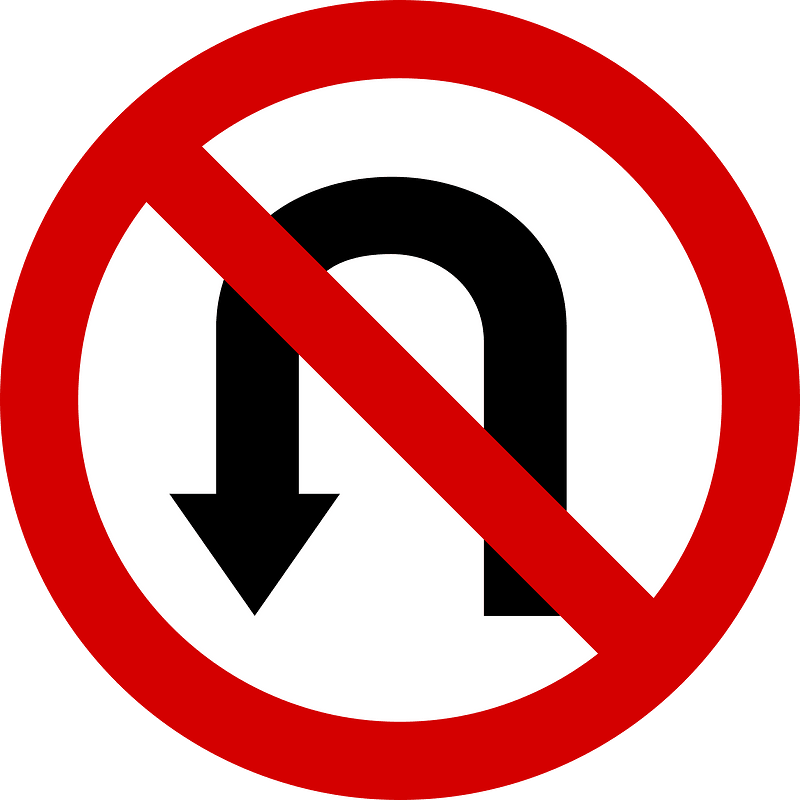 No U-turns sign in Poland