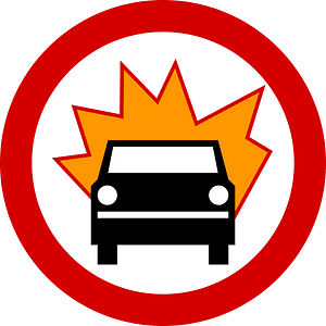 No vehicles carrying explosives sign in Poland