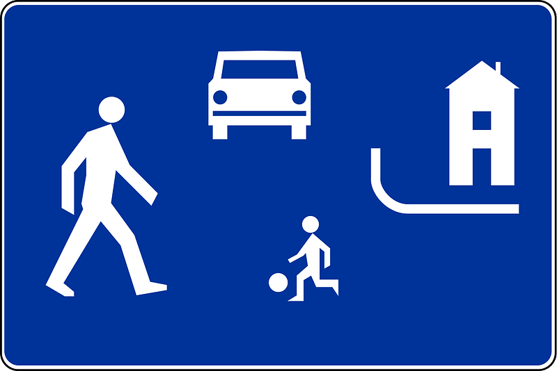 Residential area / living street sign in Poland
