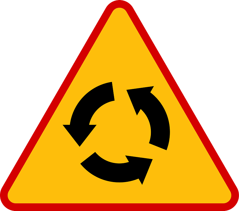Roundabout ahead sign in Poland