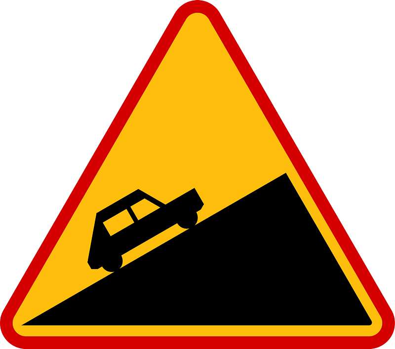 Steep ascent sign in Poland