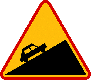 Steep ascent sign in Poland