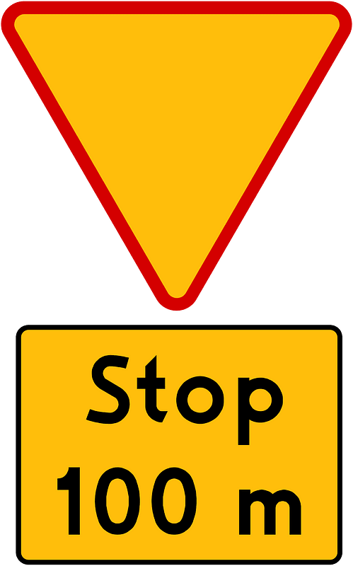 Stop ahead sign in Poland