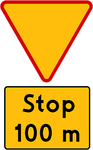 Stop ahead sign in Poland