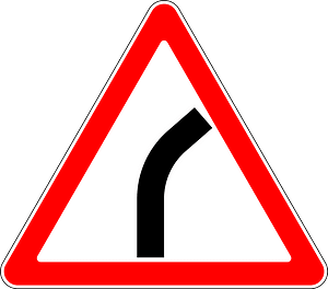 Bend ahead sign in Russia