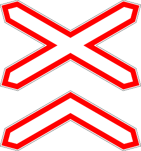 Level crossing (multiple tracks) sign in Russia