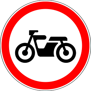 No motorcycles sign in Russia