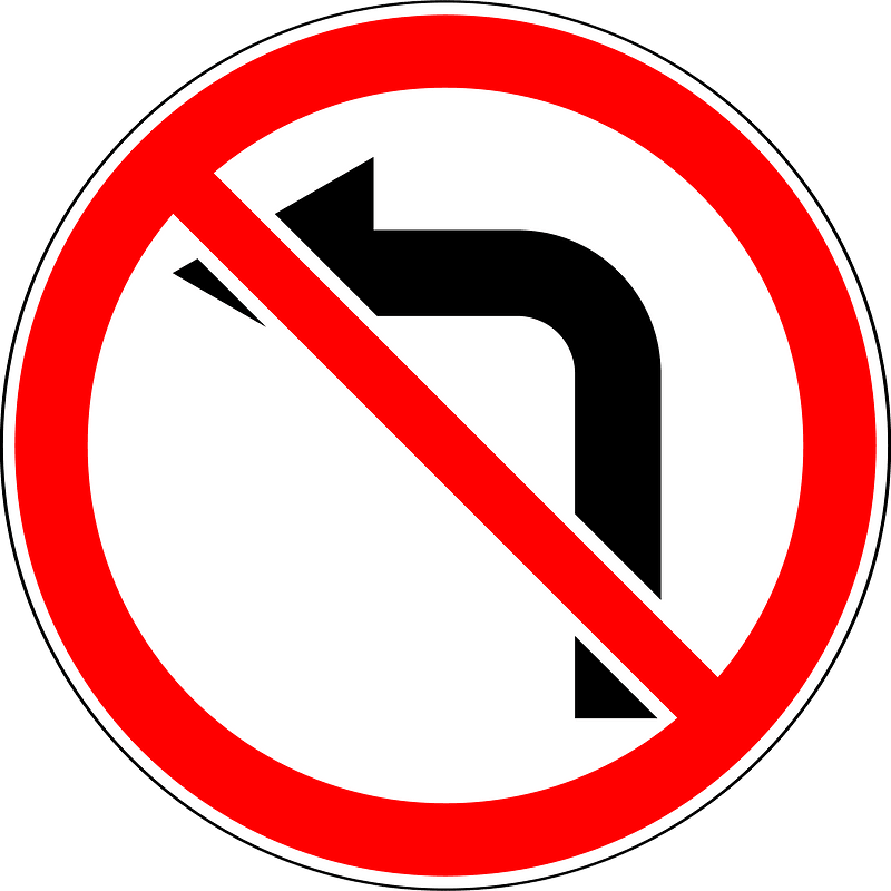 No left turn sign in Russia