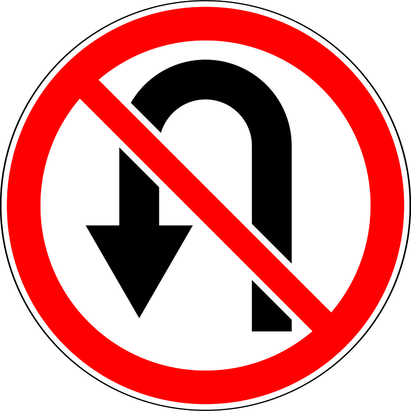 No U-turns sign in Russia